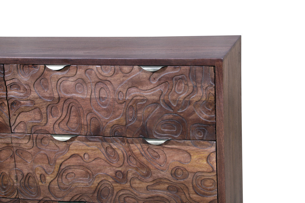 57" Brown Solid Wood Six Drawer Dresser-8