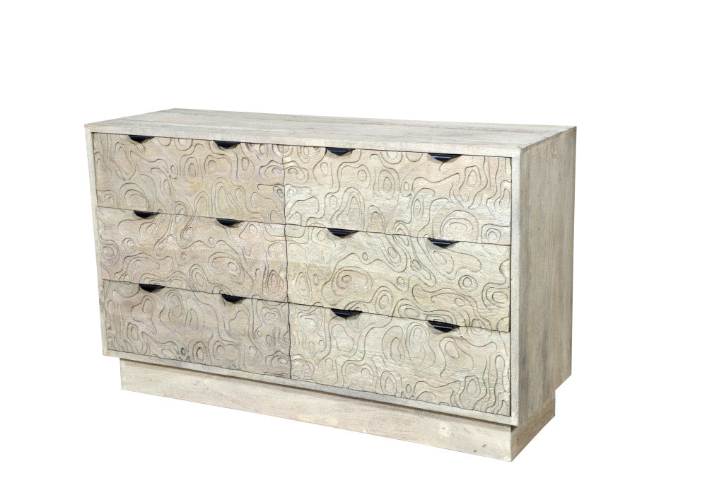 57" White Solid Wood Six Drawer Dresser-2