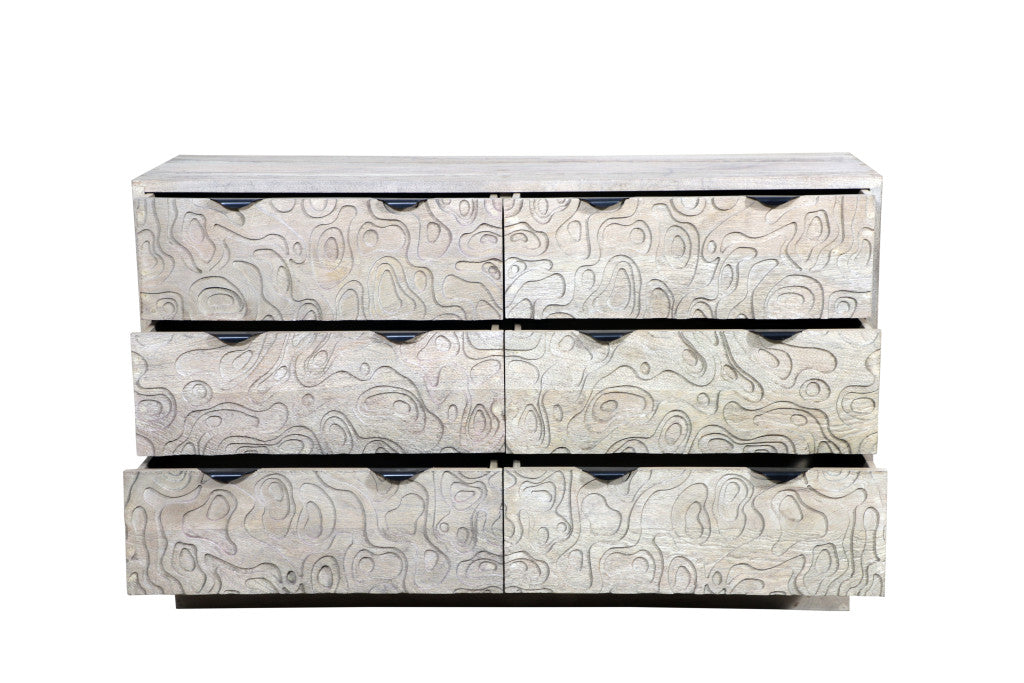 57" White Solid Wood Six Drawer Dresser-3
