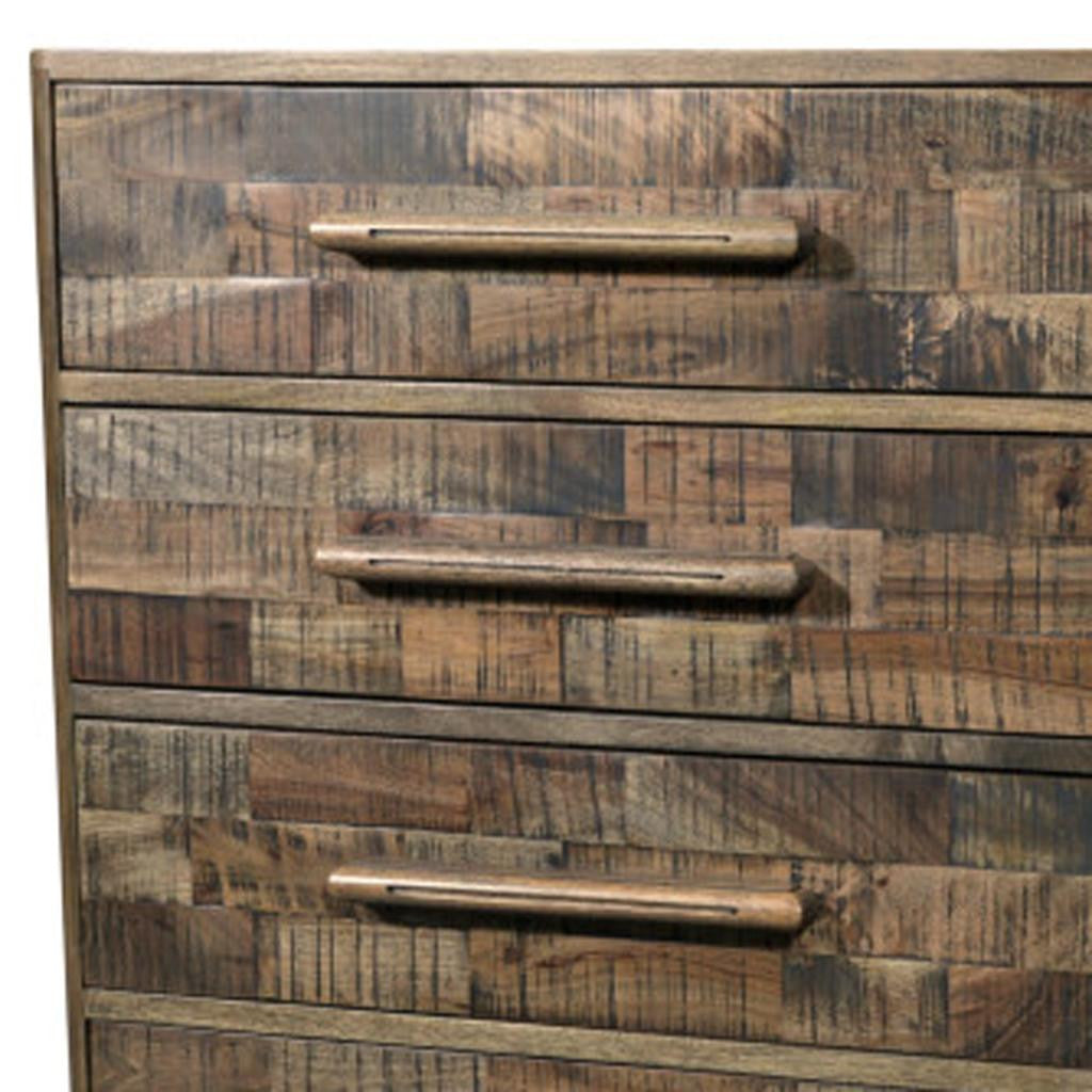 35" Brown Solid Wood Five Drawer Dresser-7