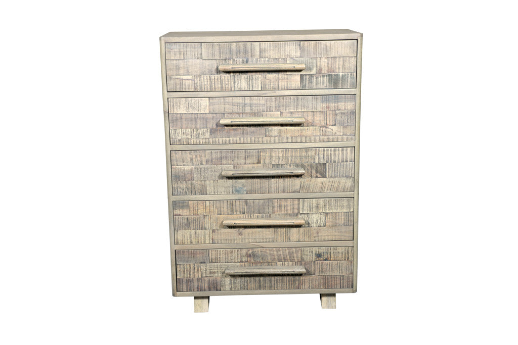 35" White Solid Wood Five Drawer Dresser-0