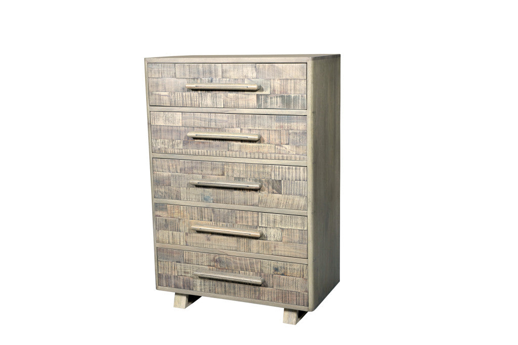 35" White Solid Wood Five Drawer Dresser-1