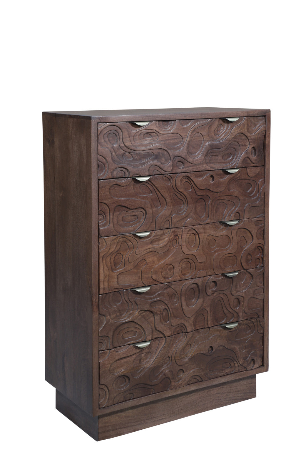 35" Brown Solid Wood Five Drawer Dresser-0