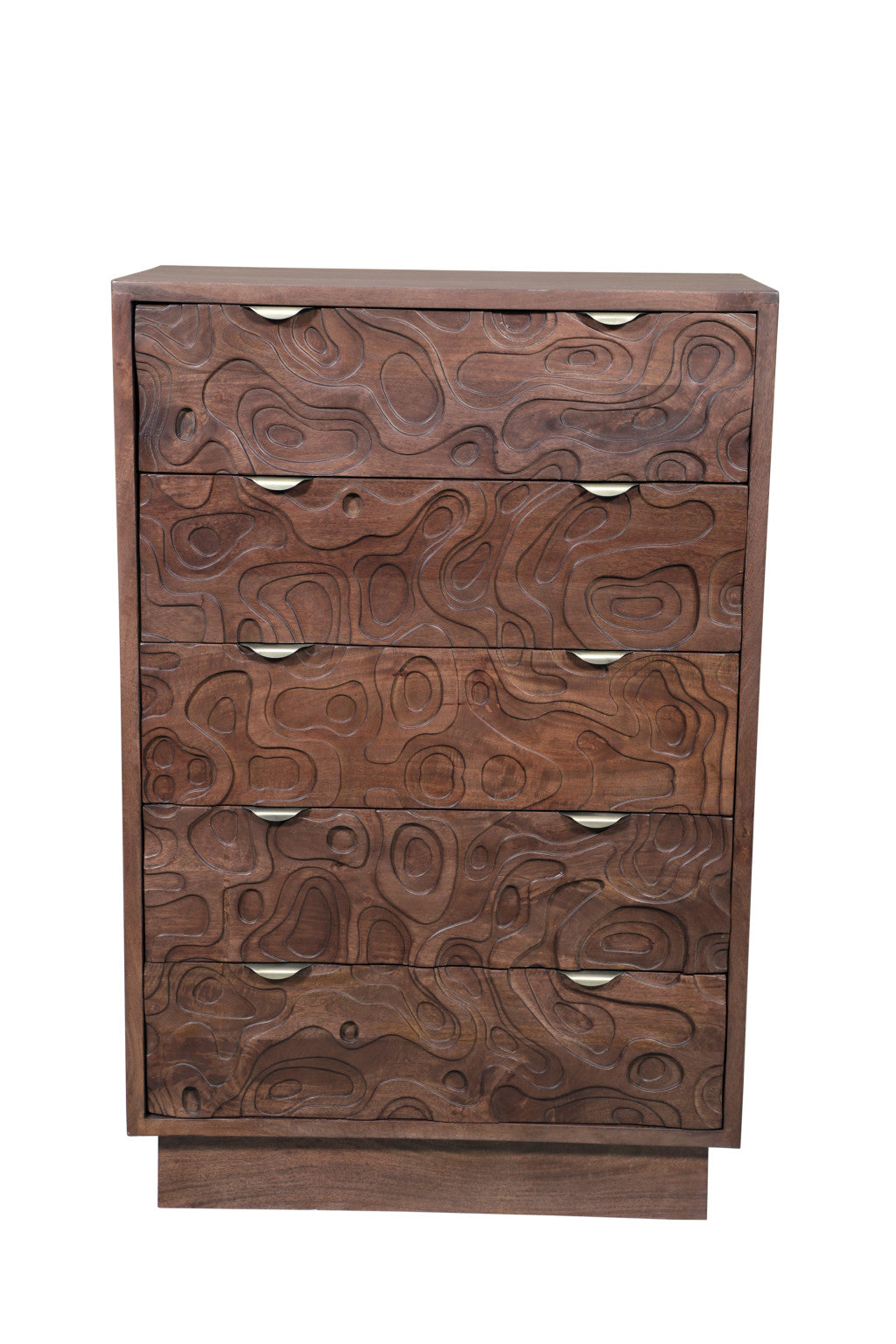 35" Brown Solid Wood Five Drawer Dresser-1