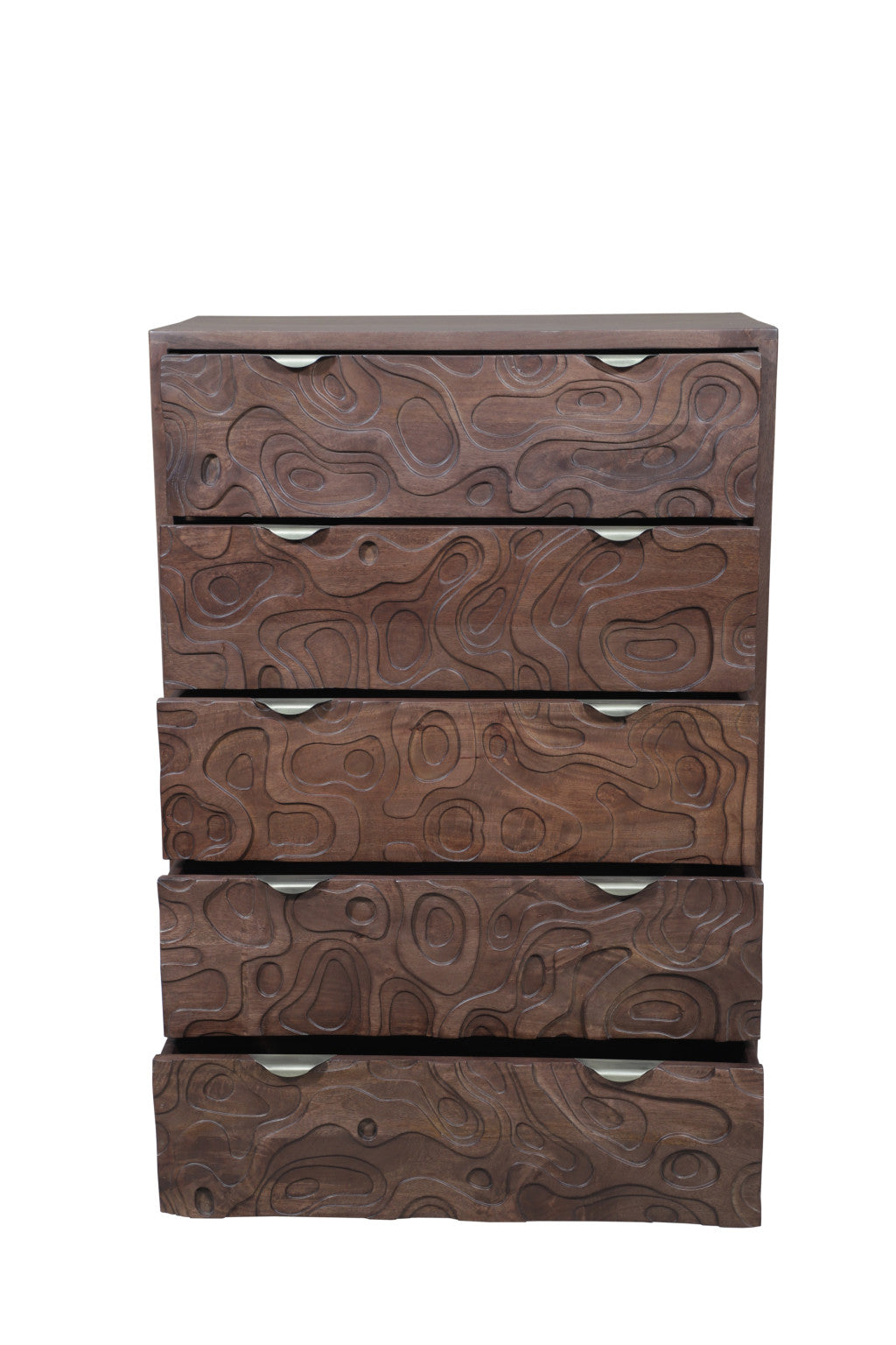 35" Brown Solid Wood Five Drawer Dresser-2