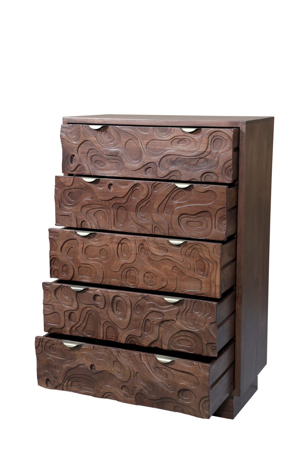 35" Brown Solid Wood Five Drawer Dresser-3