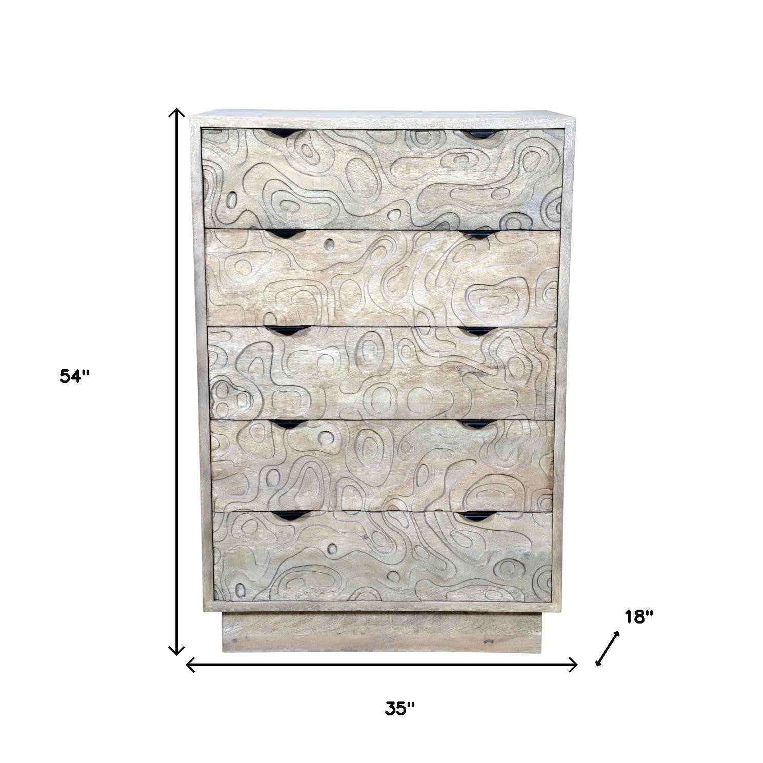 35" White Solid Wood Five Drawer Dresser-8