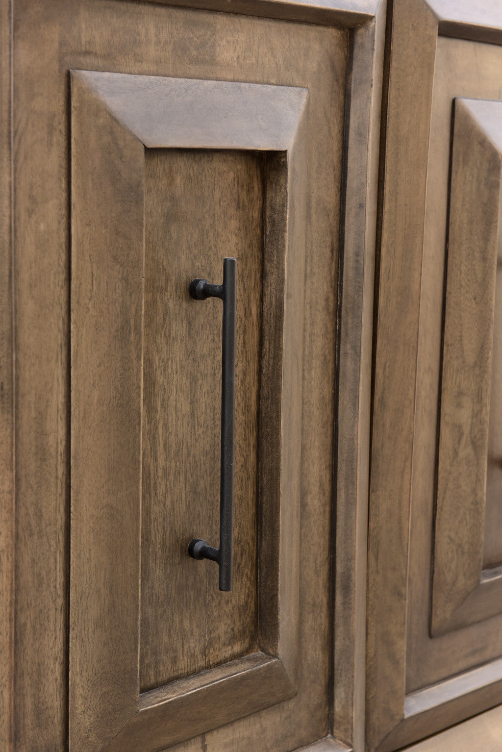 78" Brown Solid Wood Carved Geometric Sideboard with Four Doors-7