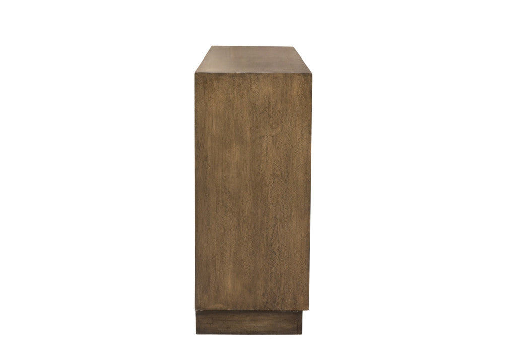 78" Brown Solid Wood Carved Geometric Sideboard with Four Doors-3