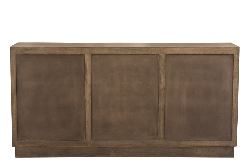 78" Brown Solid Wood Carved Geometric Sideboard with Four Doors-4
