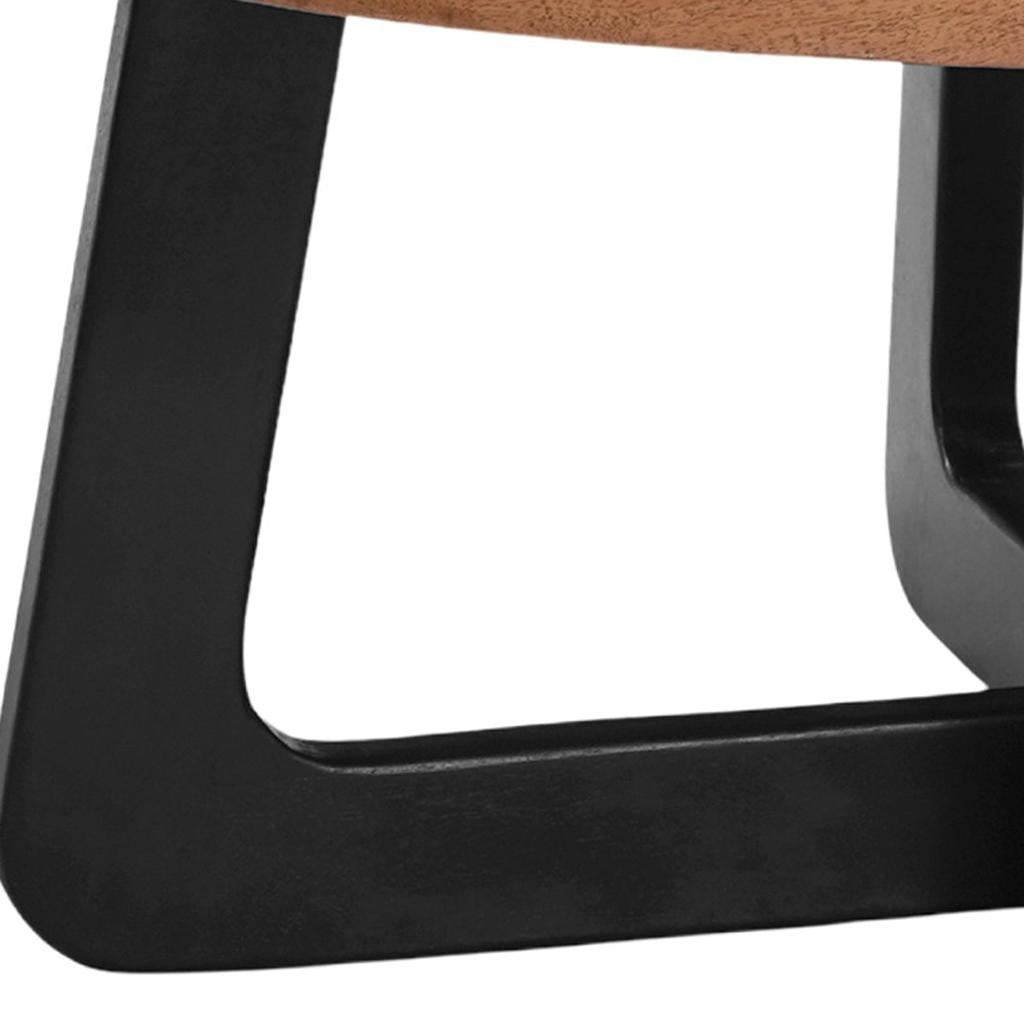 39" Brown and Black Solid Wood and Iron Round Cross Legs Coffee Table-5