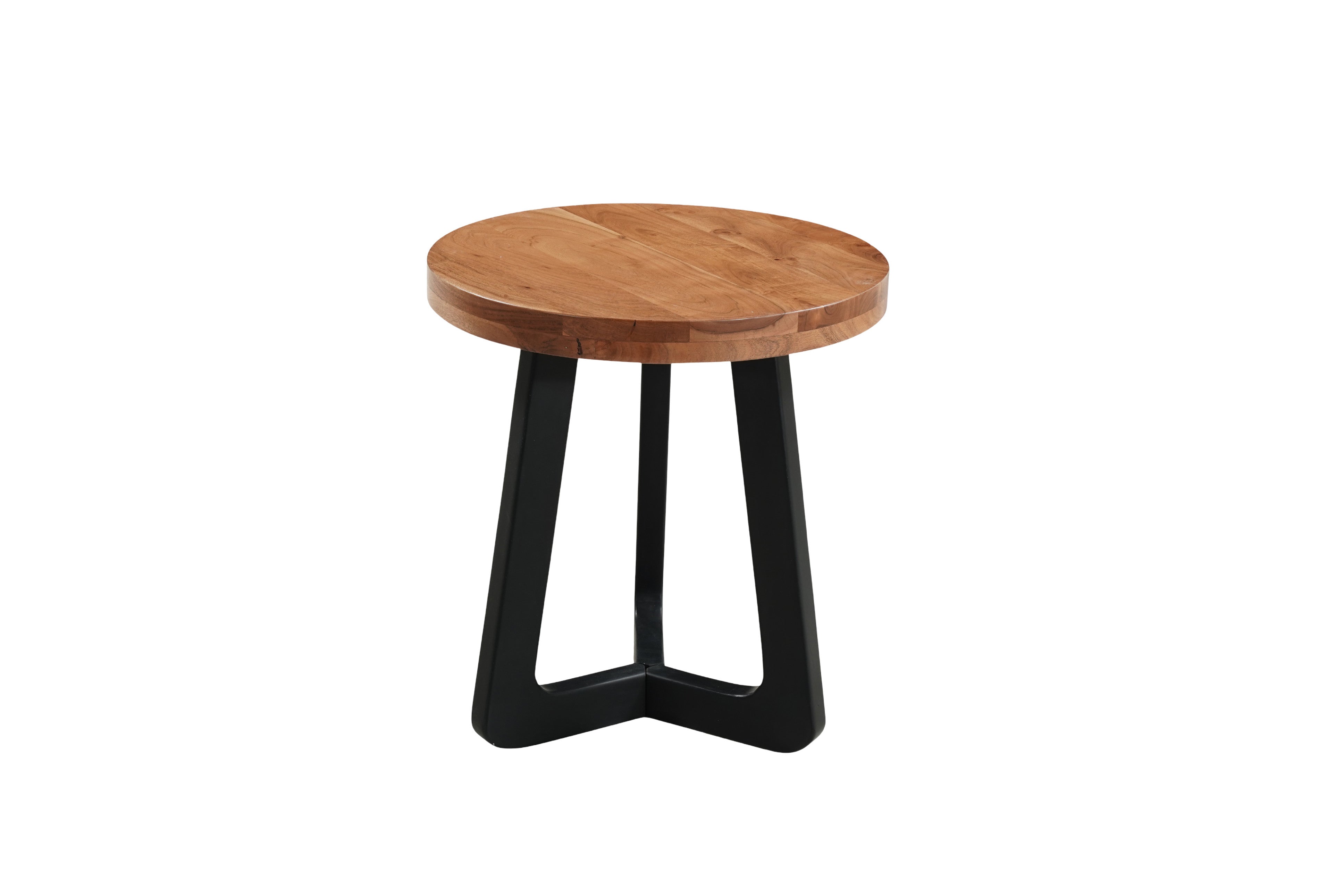 24" Brown and Black Solid Wood and Iron Round Cross Legs End Table-0