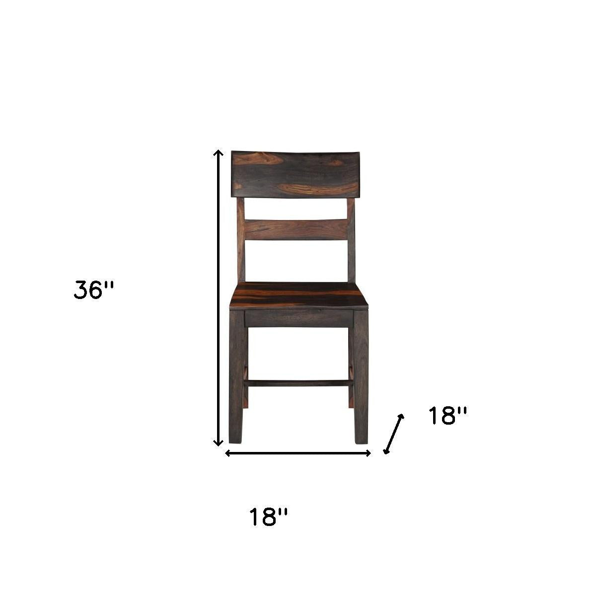 Set of Two Brown Solid Wood Ladder Back Dining Side Chairs-7