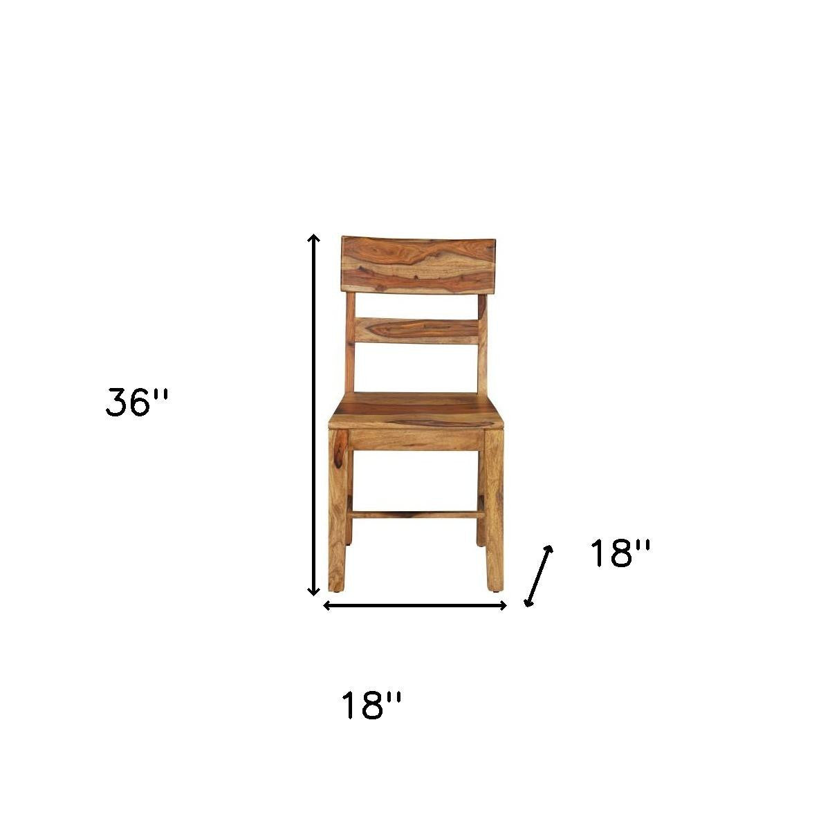 Set of Two Brown Solid Wood Ladder Back Dining Side Chairs-5