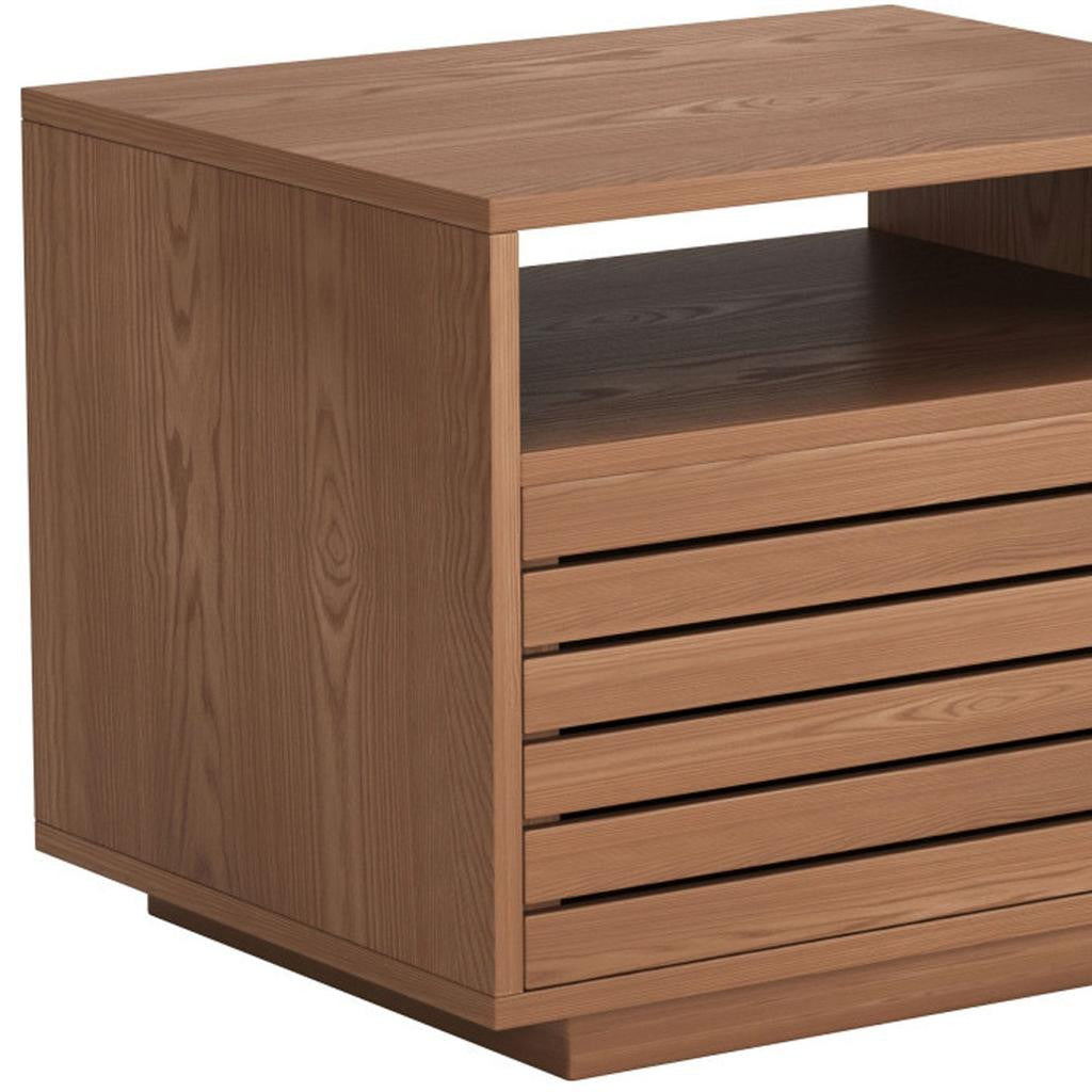 16" Brown Solid Wood Pedestal End Table With Drawer-6