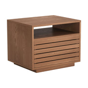 16" Brown Solid Wood Pedestal End Table With Drawer-0