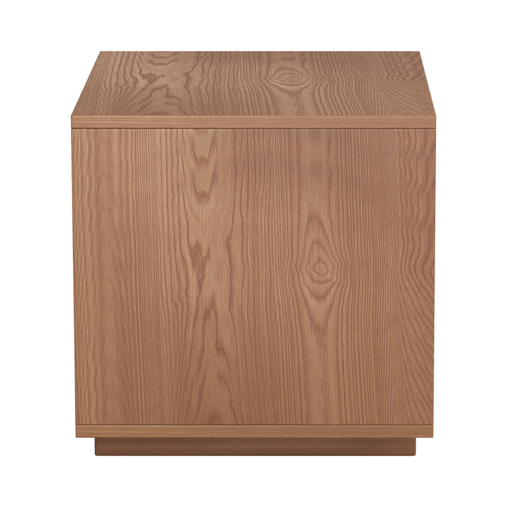 16" Brown Solid Wood Pedestal End Table With Drawer-1