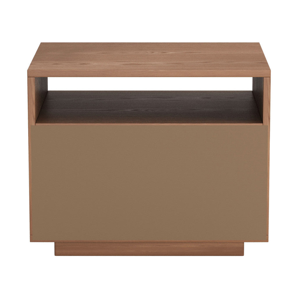 16" Brown Solid Wood Pedestal End Table With Drawer-3