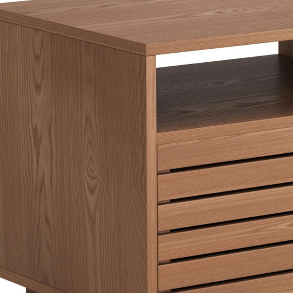 16" Brown Solid Wood Pedestal End Table With Drawer-5