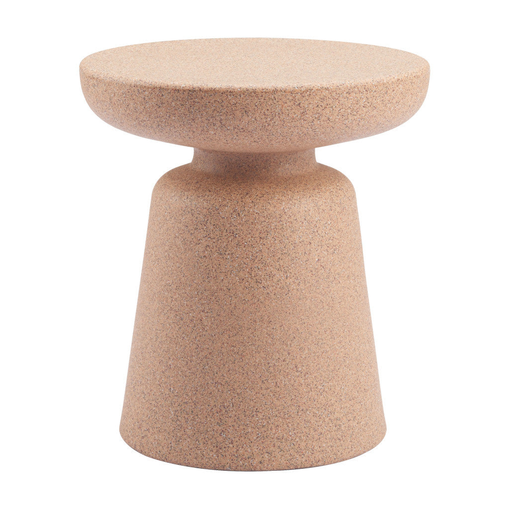 17" Brown Heavy Duty Plastic Round Pedestal End Table-0