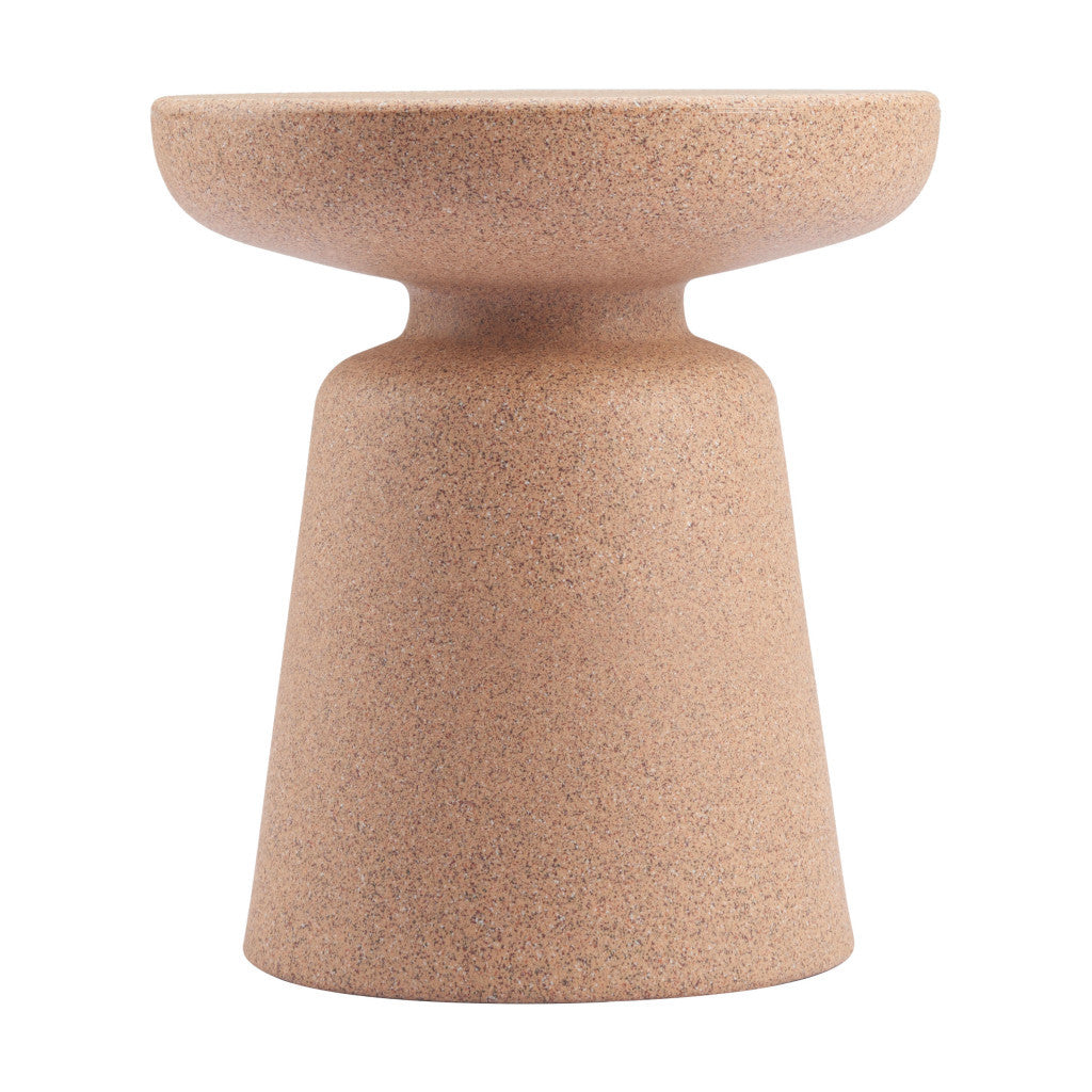 17" Brown Heavy Duty Plastic Round Pedestal End Table-2