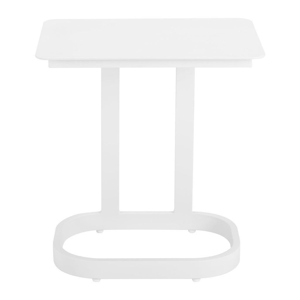 24" White Aluminum Pedestal End Table-2