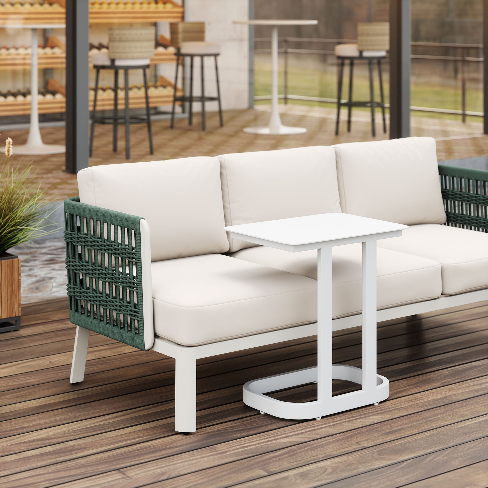 24" White Aluminum Pedestal End Table-8