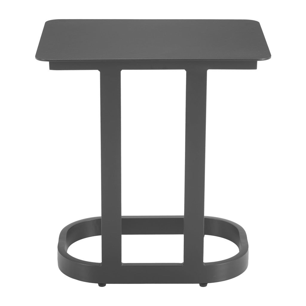 24" Black Aluminum Pedestal End Table-3