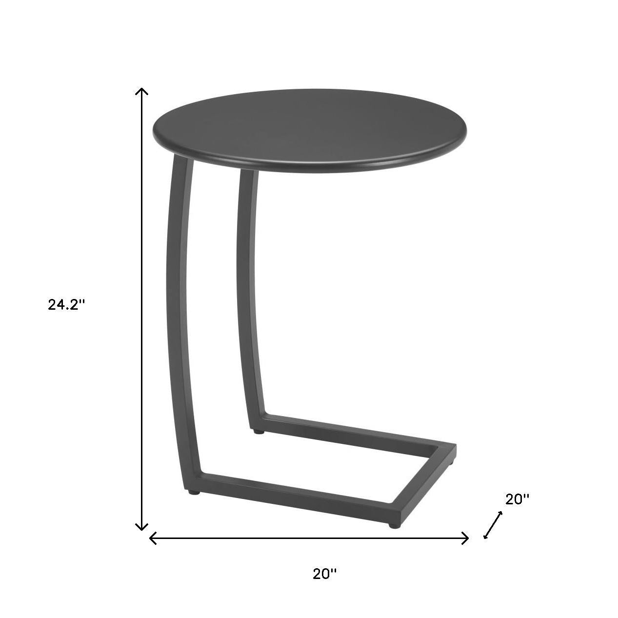 24" Black Aluminum Round Pedestal End Table-8