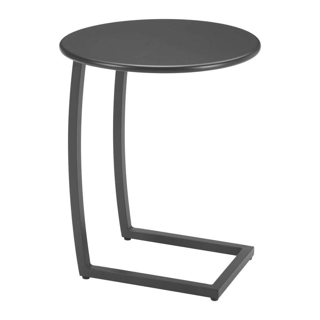 24" Black Aluminum Round Pedestal End Table-0