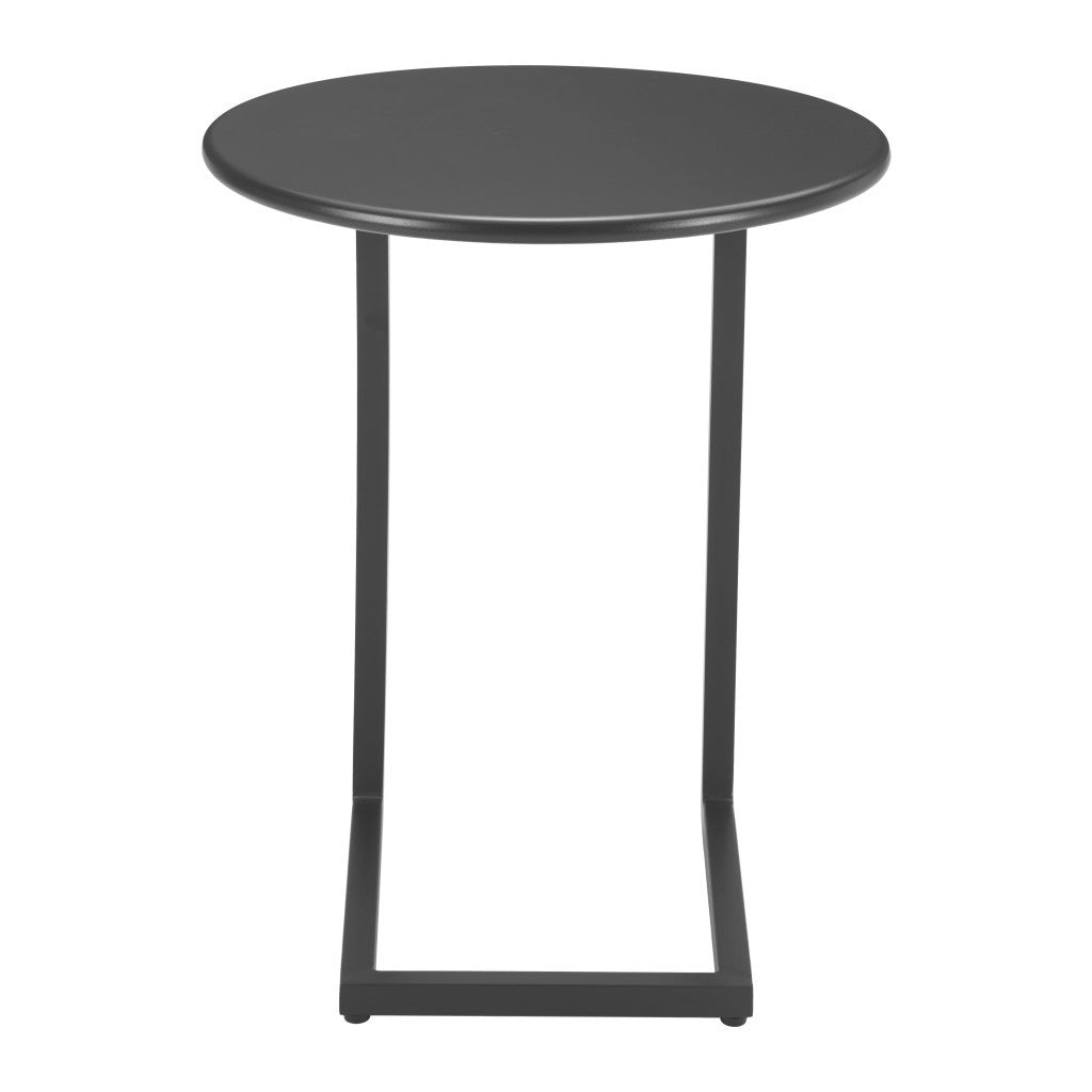 24" Black Aluminum Round Pedestal End Table-2
