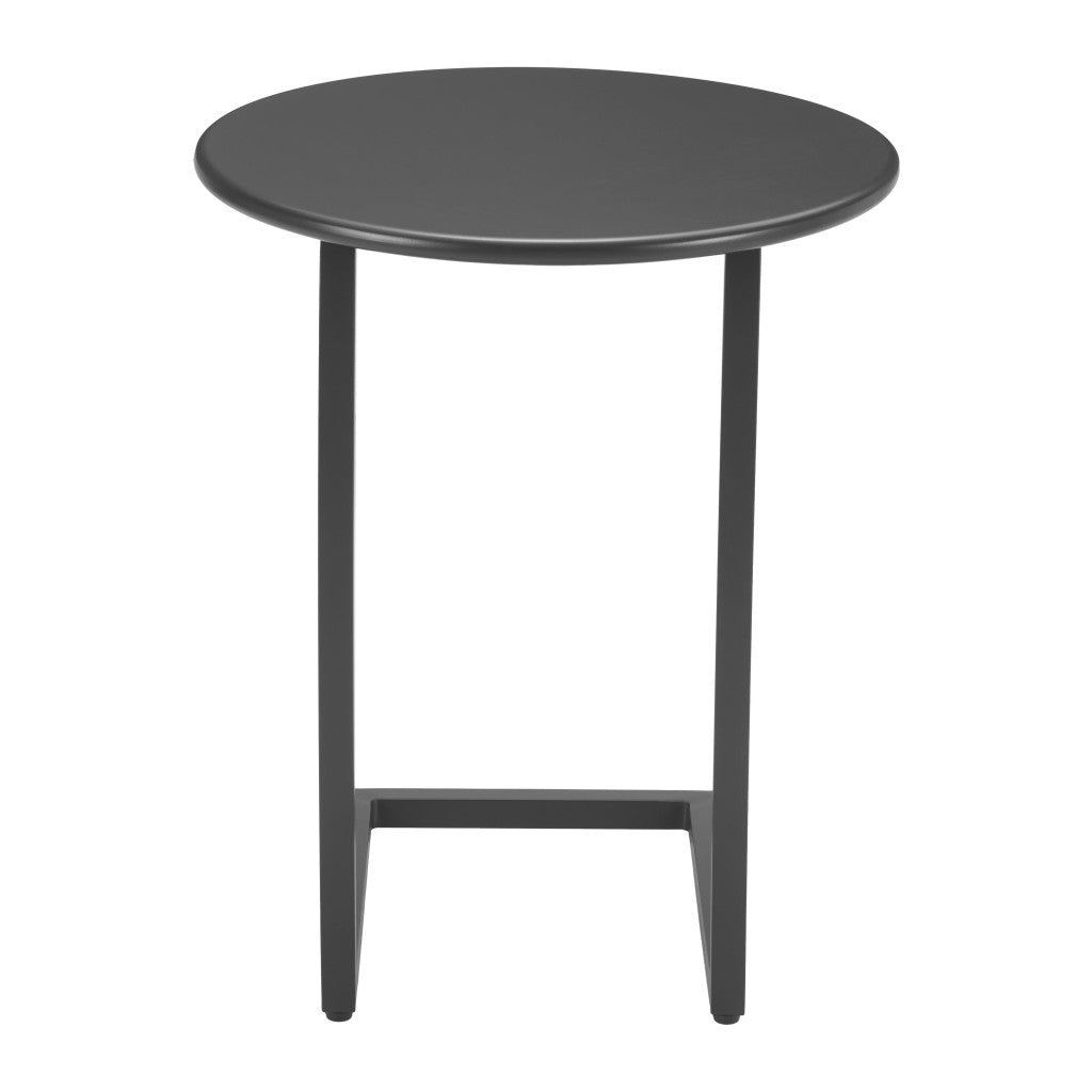 24" Black Aluminum Round Pedestal End Table-3