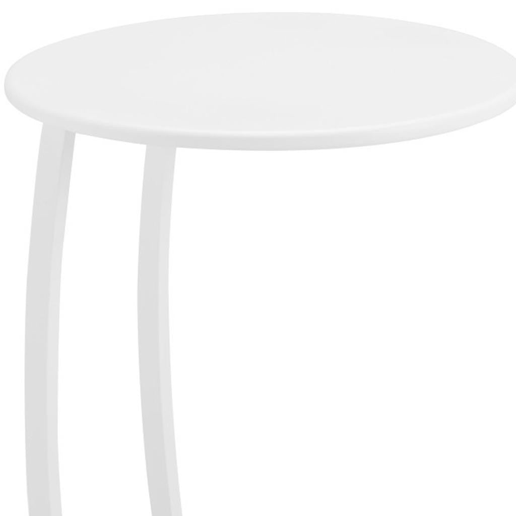 24" White Aluminum Round Pedestal End Table-7