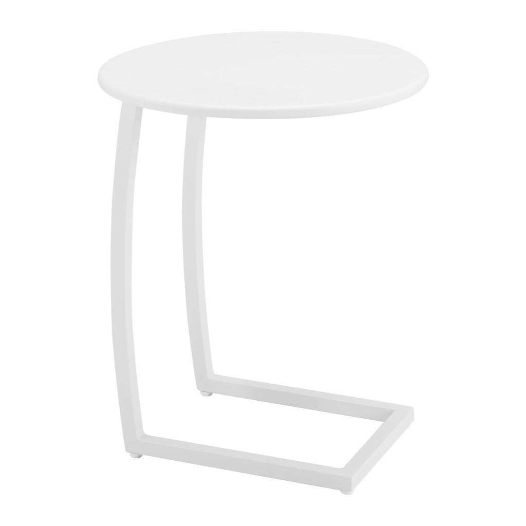 24" White Aluminum Round Pedestal End Table-0