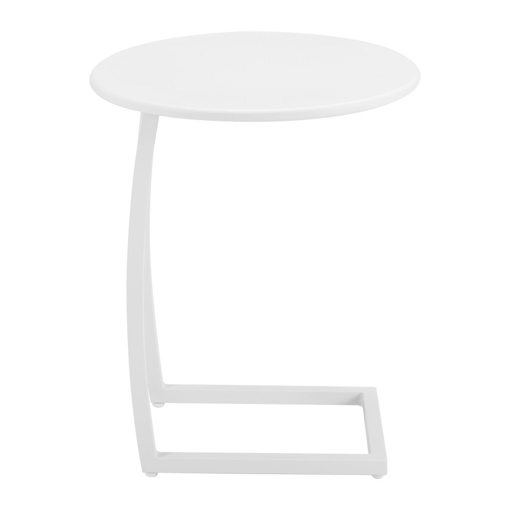 24" White Aluminum Round Pedestal End Table-1