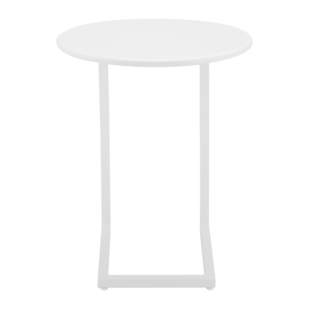 24" White Aluminum Round Pedestal End Table-2