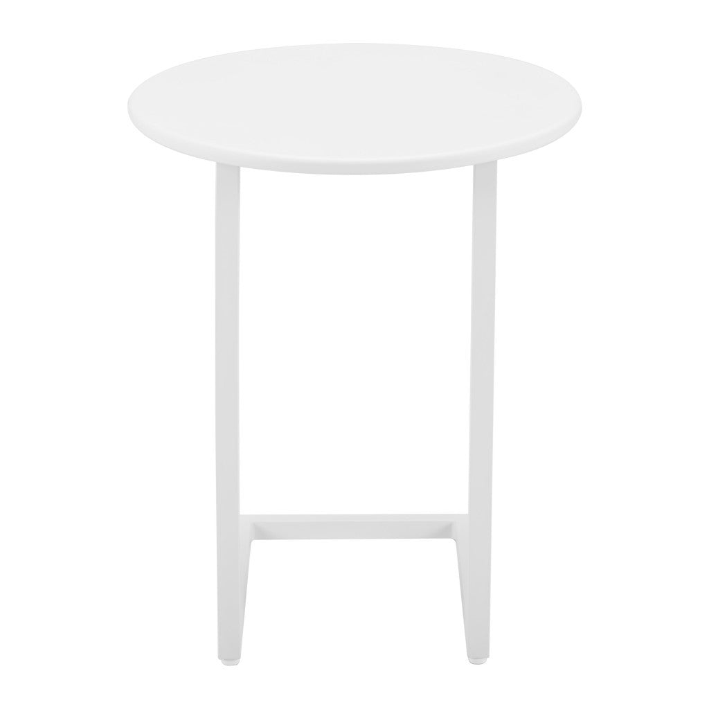 24" White Aluminum Round Pedestal End Table-3