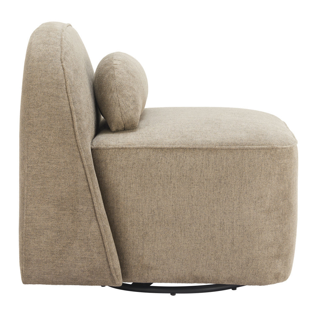 32" Brown Upholstered and Manufactured Wood Swivel Side Chair-1