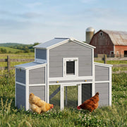 66.5" Large Wooden Chicken Coop - Grey/White Outdoor Hen House-Small Animals-DECOROLALA