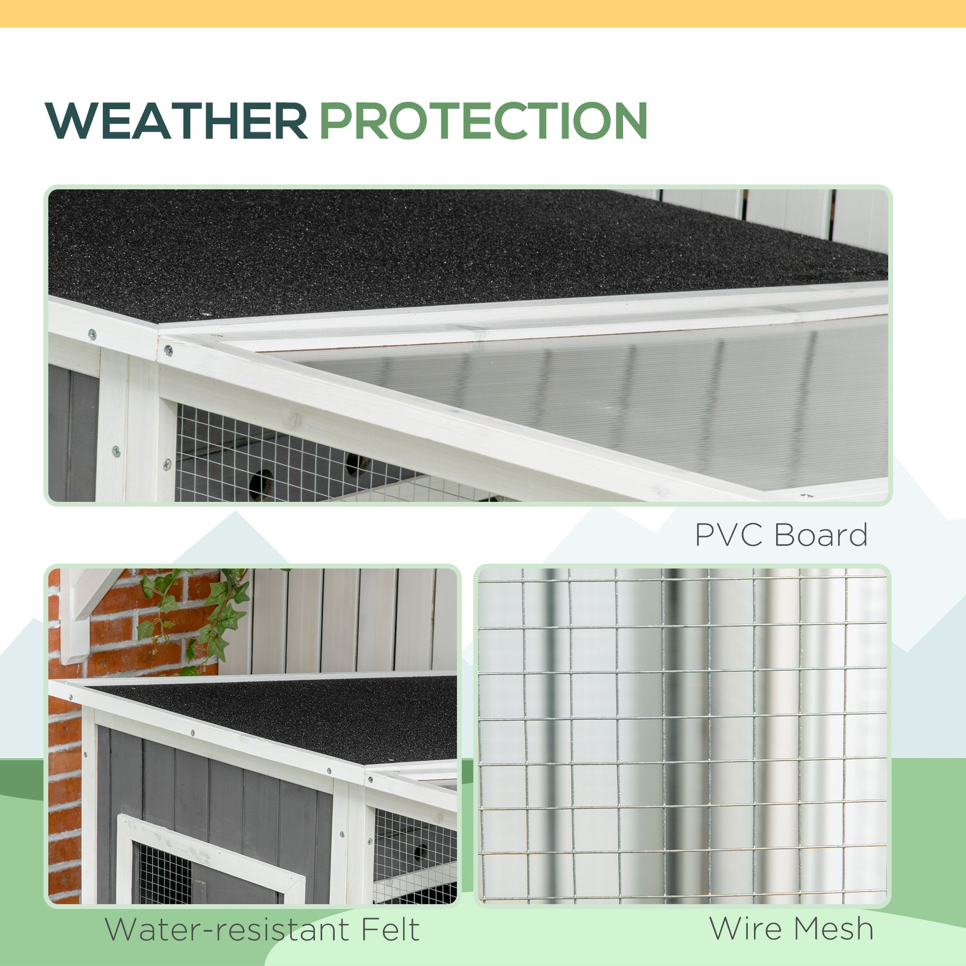 66.5" Wooden Outdoor Cat Catio Enclosure - Gray-DECOROLALA