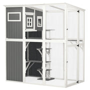 66.5" Wooden Outdoor Cat Catio Enclosure - Gray-DECOROLALA