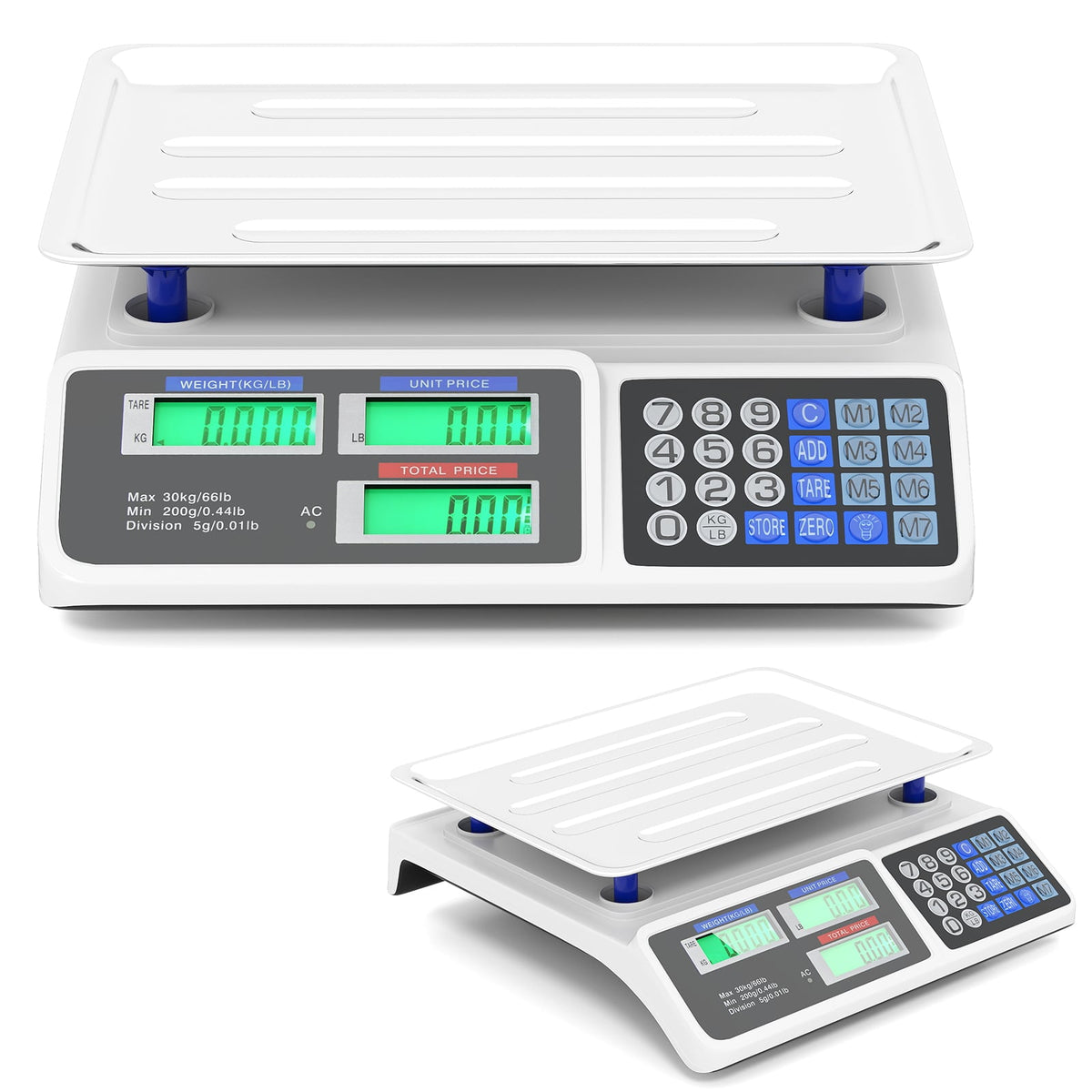 66lb Price Computing Scale Commercial Food Scale with Dual LCD Displays-Kitchen Tools-DECOROLALA