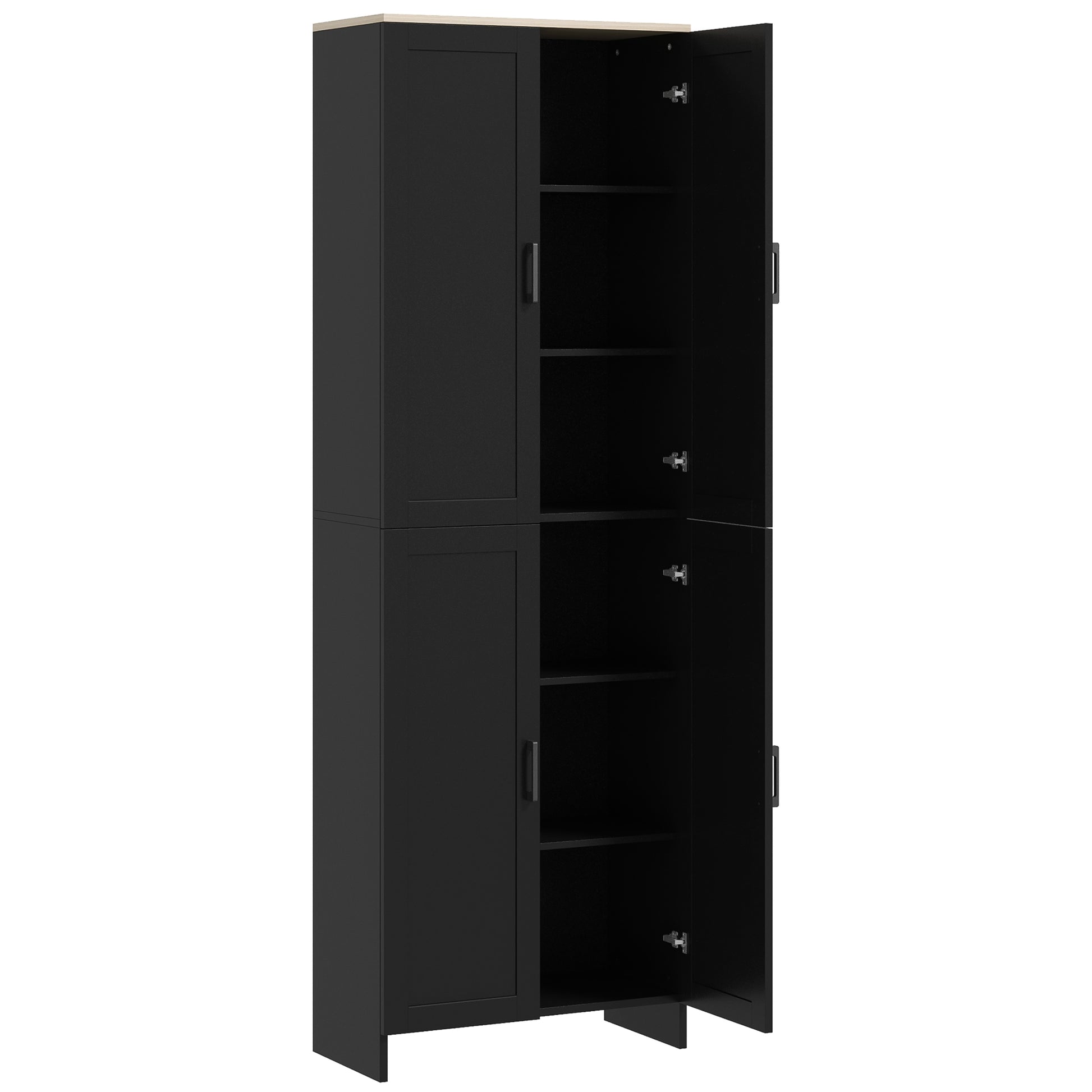 67" 4-Door Kitchen Pantry Cabinet - Black Storage Cupboard-DECOROLALA