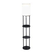 67" Black And White Column With White Linen Shade-Floor Lamps-DECOROLALA