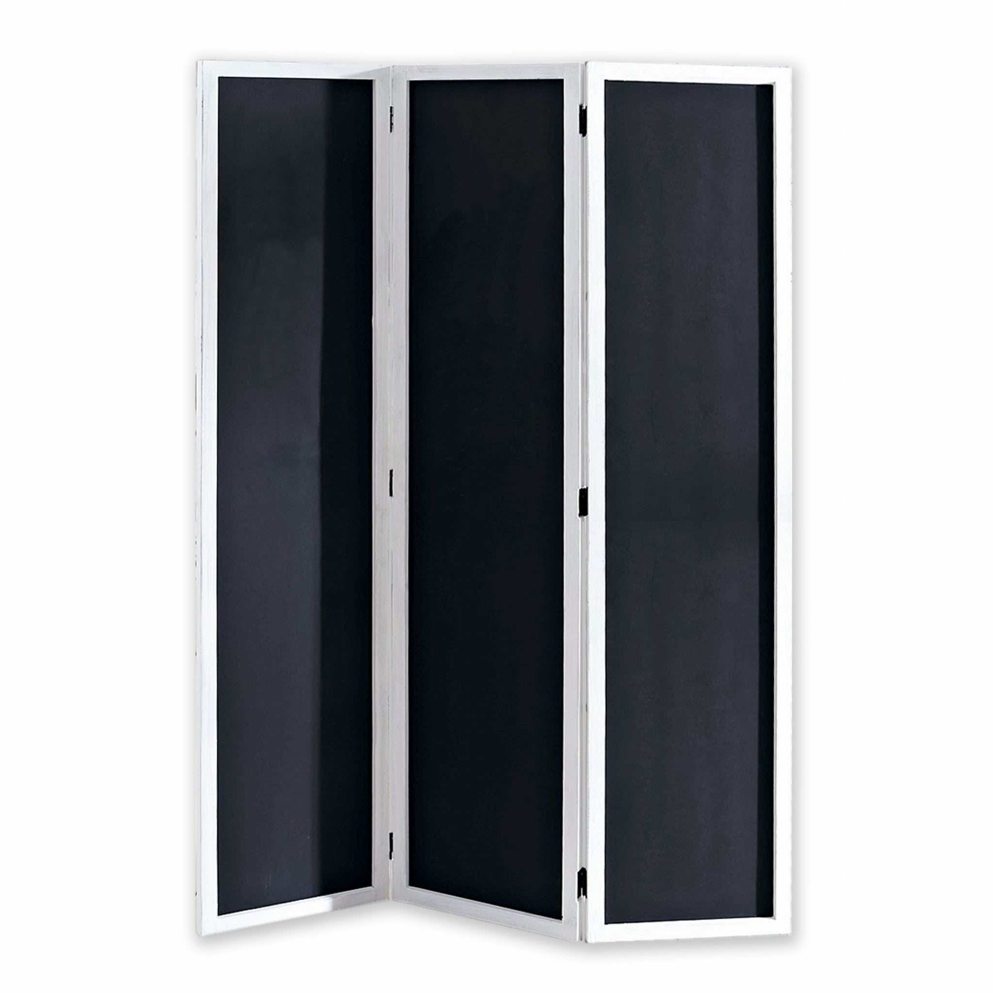 67" Black and White Chalkboard Wood Folding Three Panel Screen Room Divider-Room Dividers-DECOROLALA