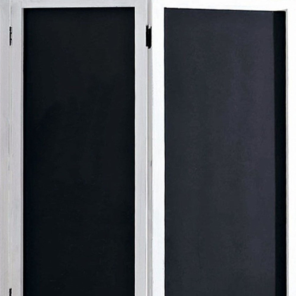 67" Black and White Chalkboard Wood Folding Three Panel Screen Room Divider-Room Dividers-DECOROLALA