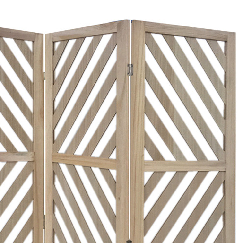 67" Brown Solid WoodFolding Three Panel Screen Room Divider-Room Dividers-DECOROLALA