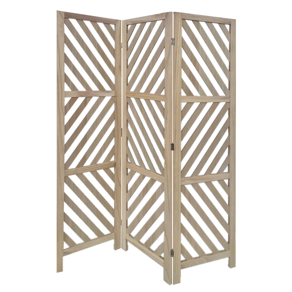 67" Brown Solid WoodFolding Three Panel Screen Room Divider-Room Dividers-DECOROLALA