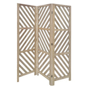 67" Brown Solid WoodFolding Three Panel Screen Room Divider-Room Dividers-DECOROLALA