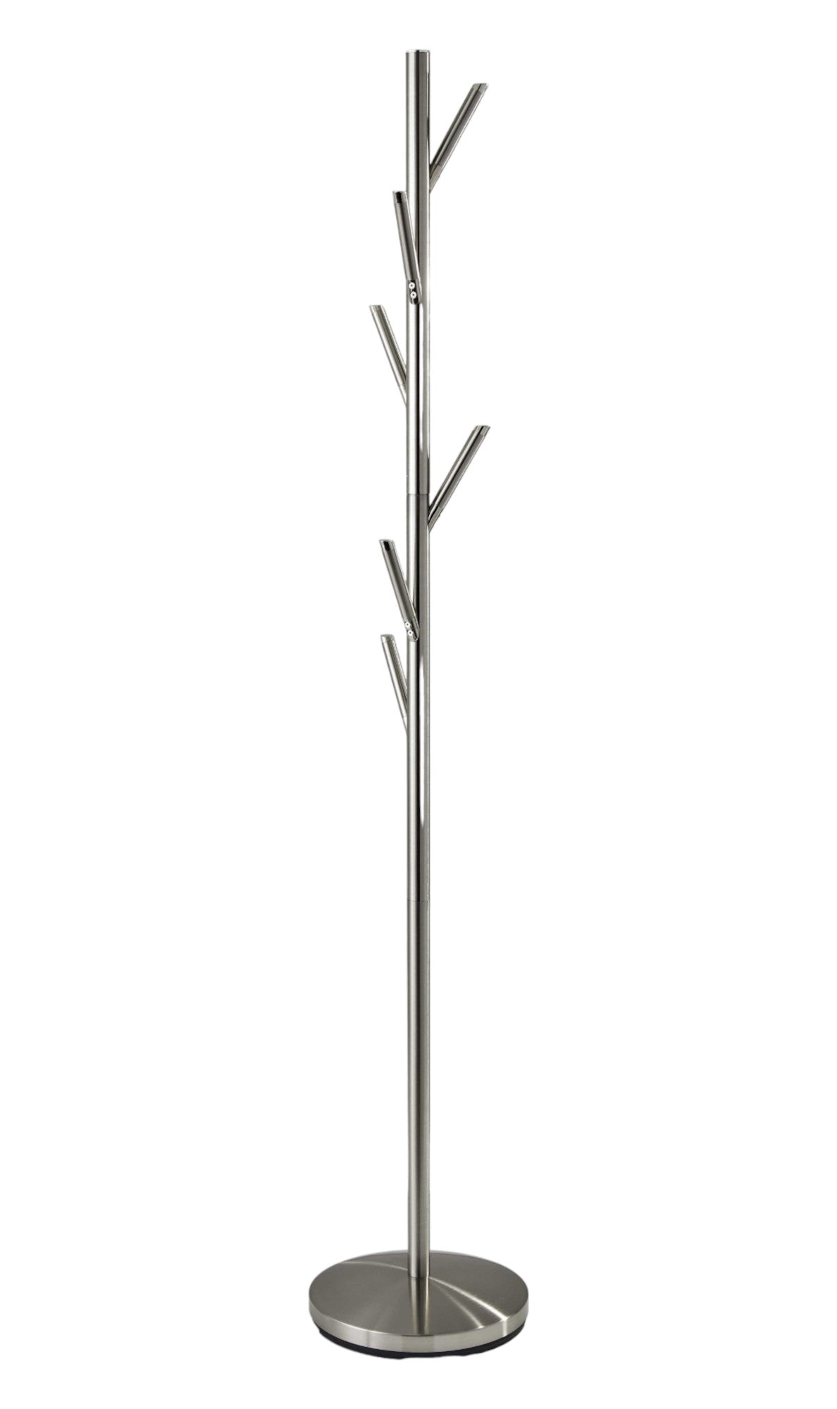 67" Brushed Steel Coat Tree Rack-Coat Hangers-DECOROLALA